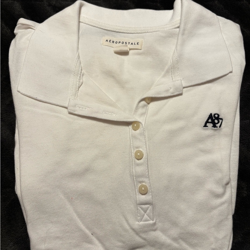 White Aeropostale Logo Polo